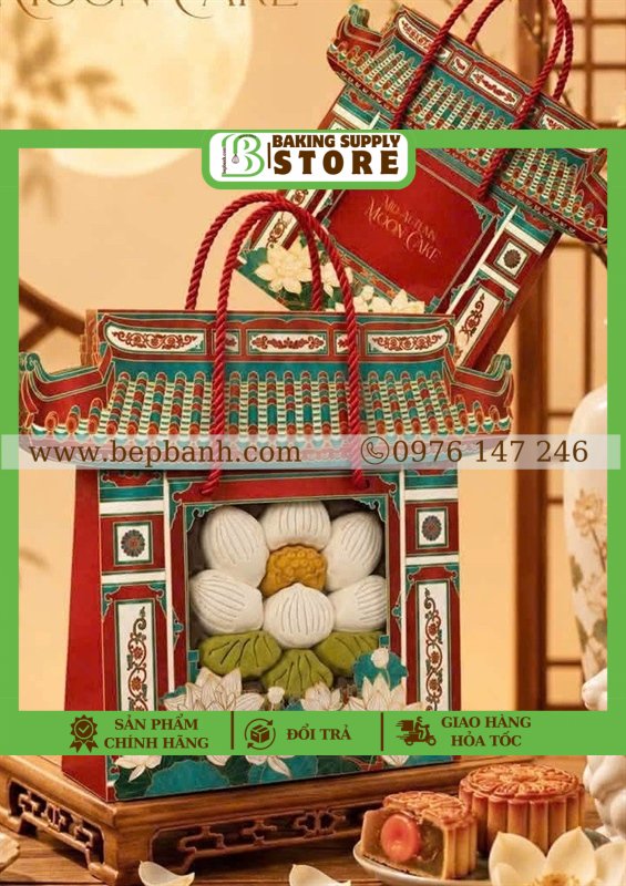 Hộp giấy trung thu bánh 300 1kg2 Mái Đình