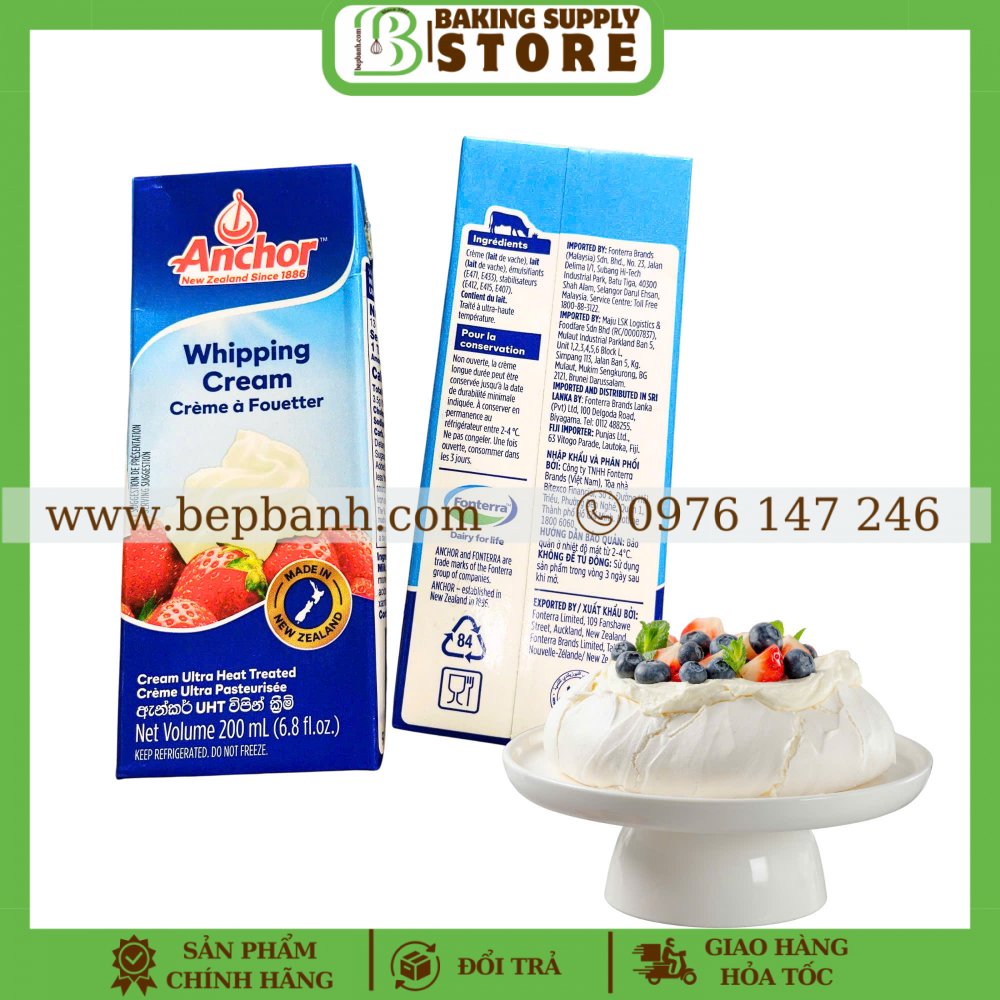 Kem tươi whipping cream Anchor 200ml