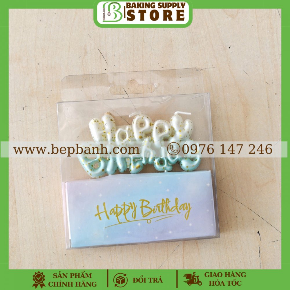 Nến Happy Birthday Xanh Hồng