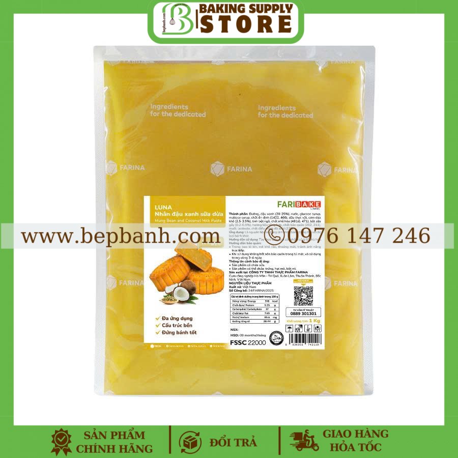 Nhân trung thu sên sẵn LUNA 1 kg Đậu Xanh Sữa Dừa