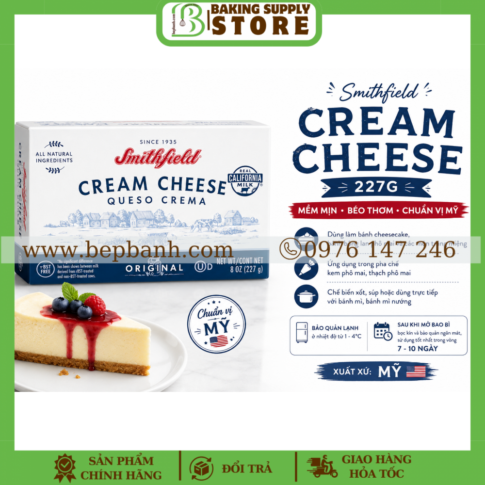 Phô mai kem Cream Cheese Smithfield 227g