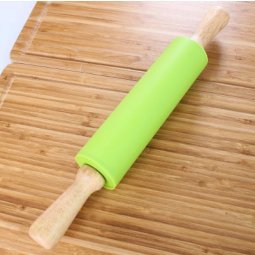 Cây cán bột silicon lăn tay gỗ lớn