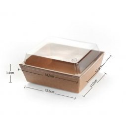 Khay giấy Kraft nắp PET - Vuông 1413