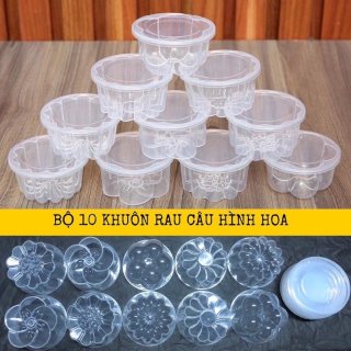 Bộ 10 khuôn flan rau Câu Bông Nắp Đậy Hofaco HPB110