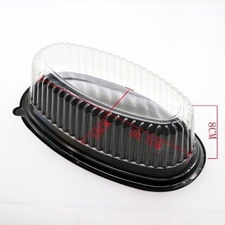 Hộp nhựa đậy oval đế đen F70