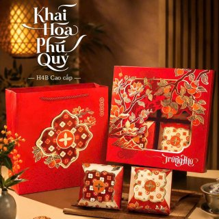 Hộp giấy trung thu 4 bánh >200gr (4HC) - Khai Hoa