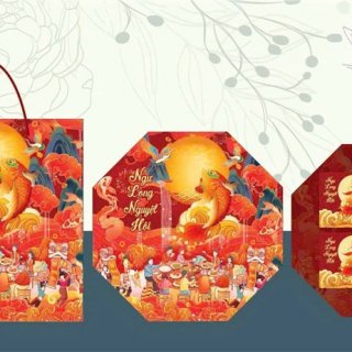 Hộp giấy trung thu 6 giác 4 bánh 200gr NGƯ